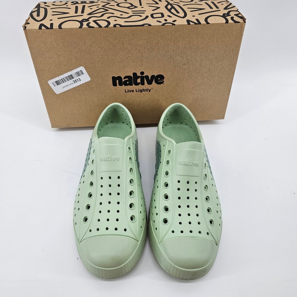 Native Jefferson Block Sneakers Womens 8 Tea Green Loch Green Slip On EVA